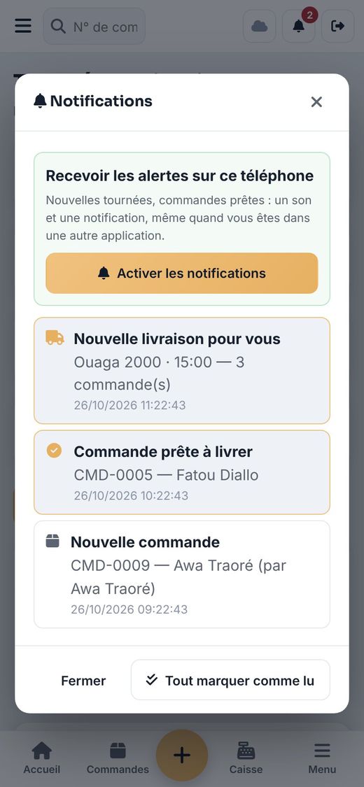 Les notifications sur téléphone.